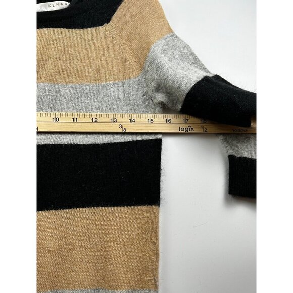 Kenar Womens Striped Sweater Angora-Nylon Blend Black Tan Gray‎ Minimalist Small - Picture 6 of 7